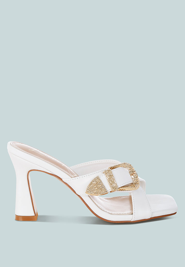 Mohaya Engraved Metallic Buckle Sandals-5