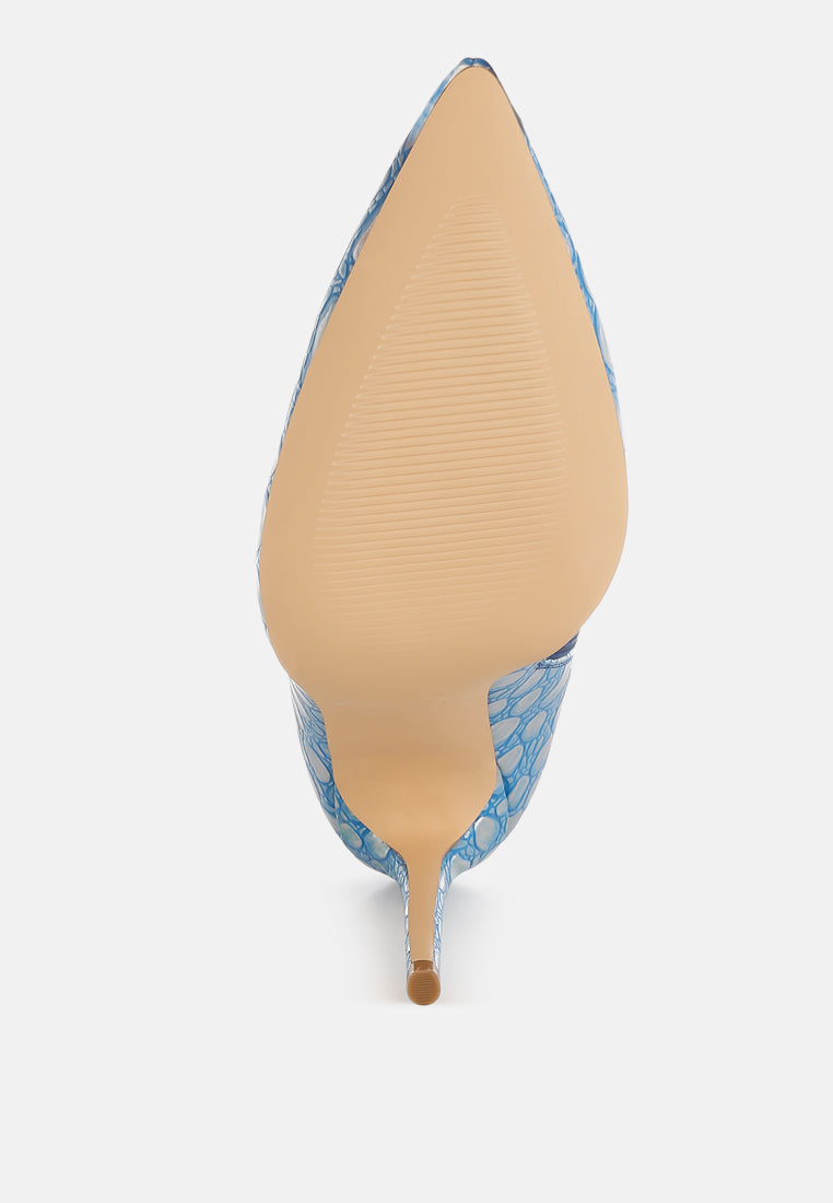 Moolah  Embossed Stiletto Heel Ankle Boots-4