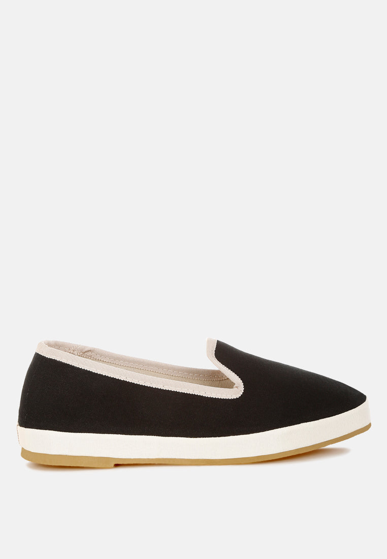 Moshka Round Toe Canvas Slip-On Loafers-5