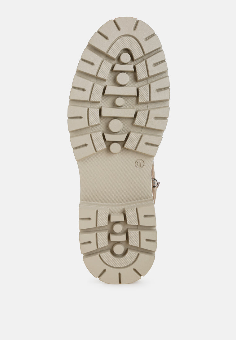 Mothman Faux Fur Detail Chunky Ankle Boots-4