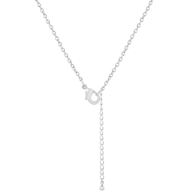 Lori 10.9ct Aqua CZ Rhodium Classic Drop Lariat Necklace-1