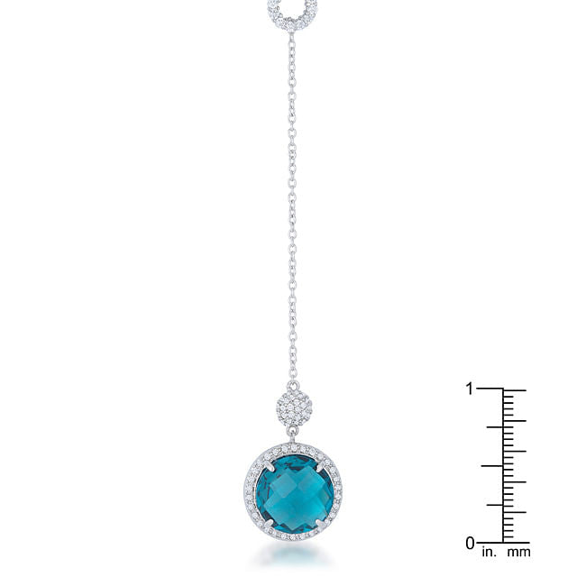 Lori 10.9ct Aqua CZ Rhodium Classic Drop Lariat Necklace-2