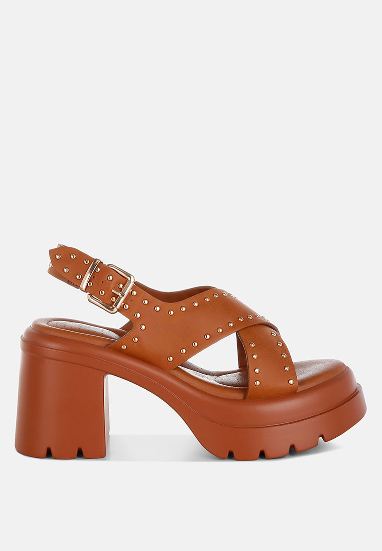 Nambo Stud Embellished Block Heel Sandals-0