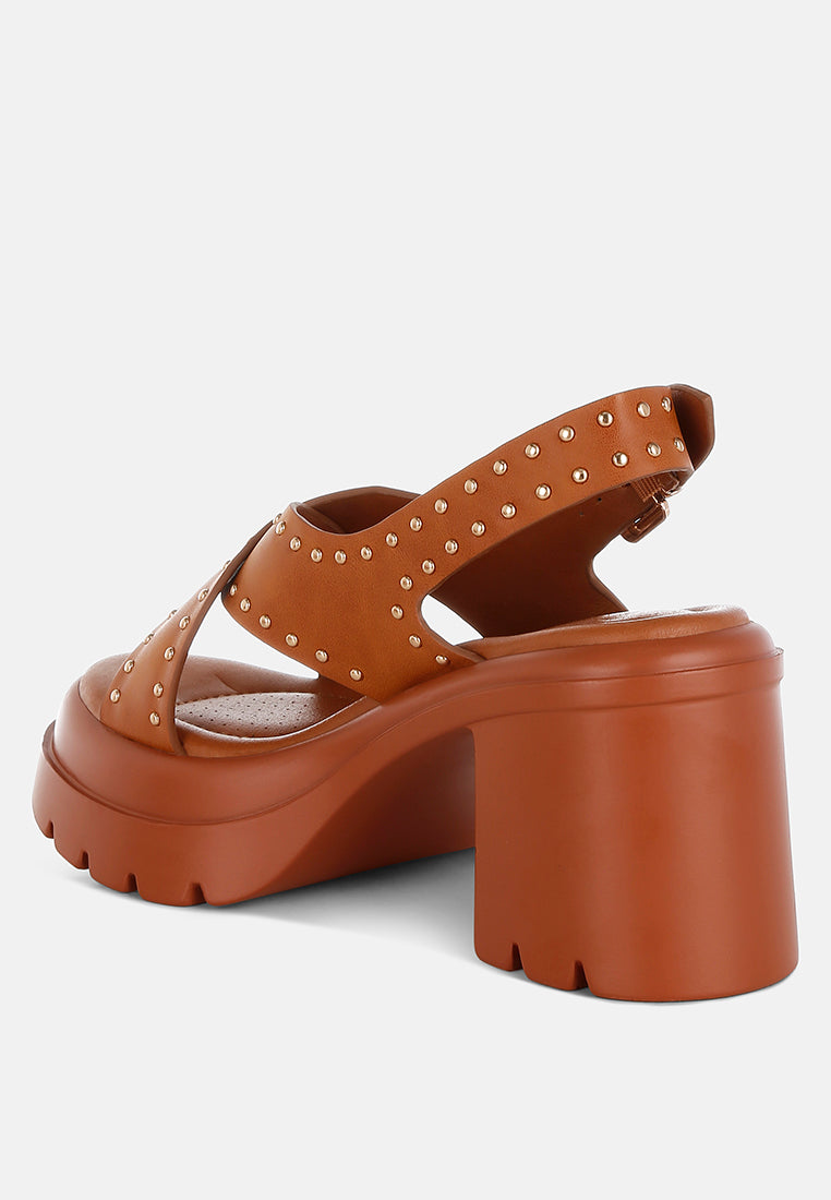 Nambo Stud Embellished Block Heel Sandals-2