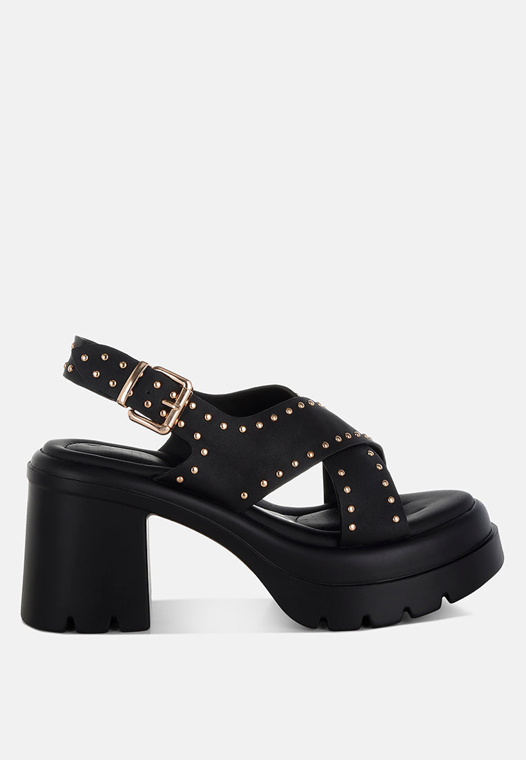 Nambo Stud Embellished Block Heel Sandals-6