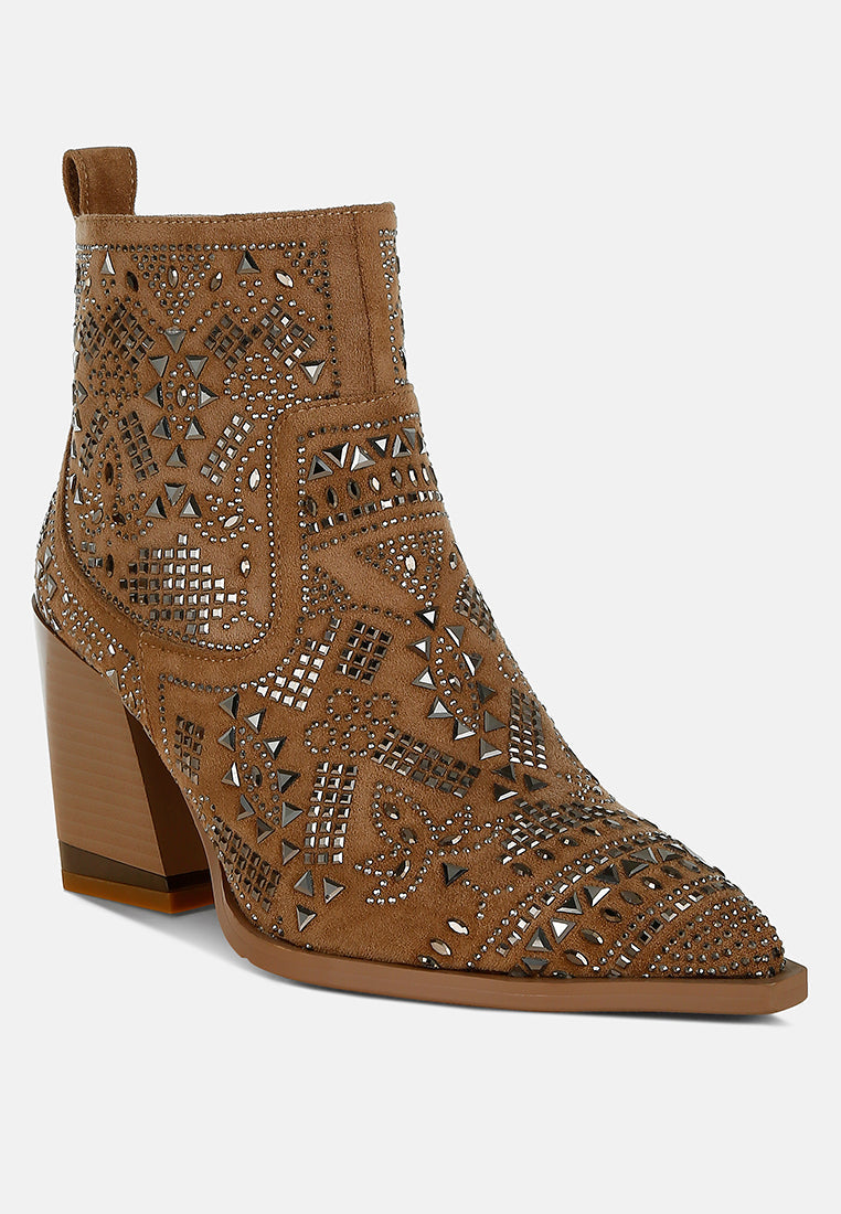Omishi Stud Embellished Ankle Boots By RAG-1