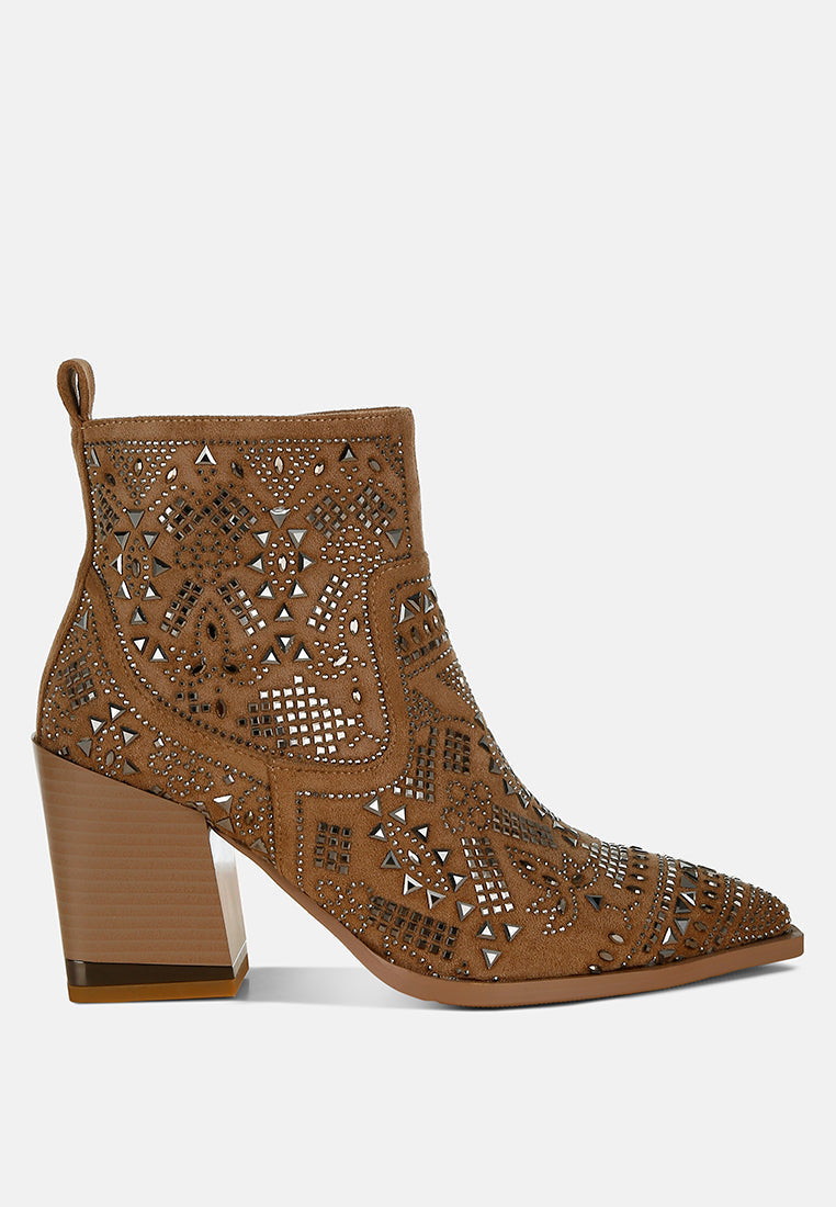 Omishi Stud Embellished Ankle Boots By RAG-0