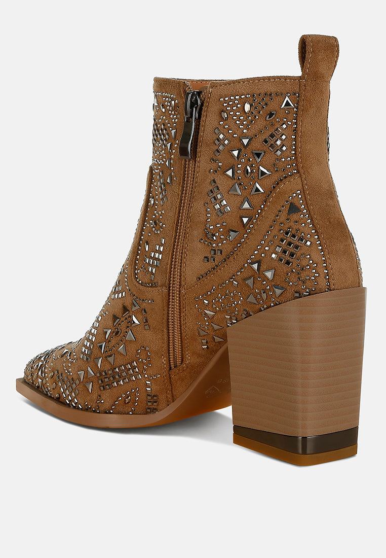 Omishi Stud Embellished Ankle Boots By RAG-2