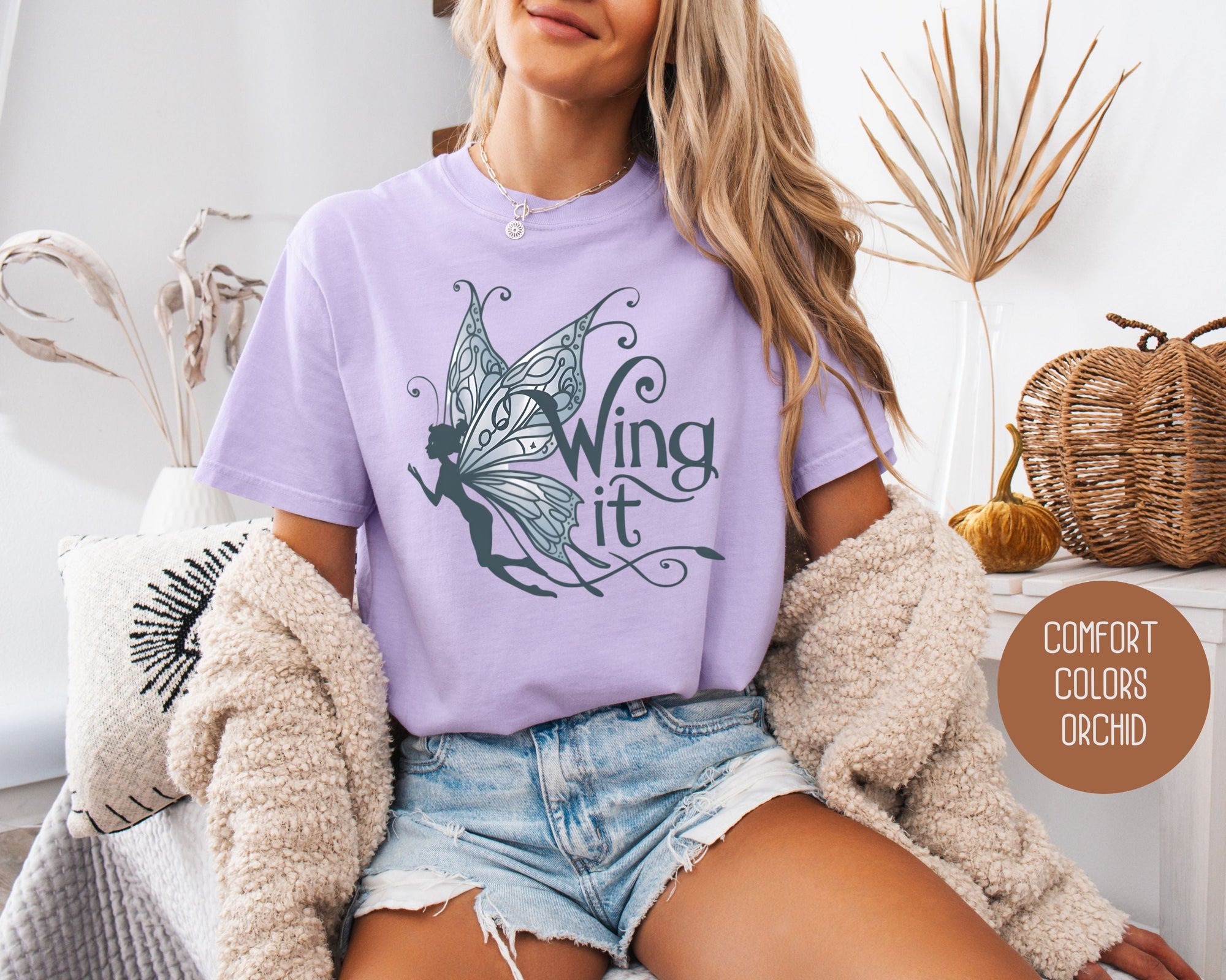 Wing It Fairy Comfort Colors Shirt-4