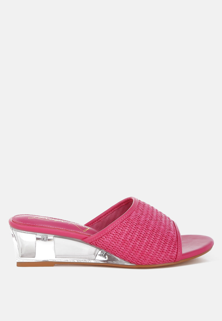 Osminda Raffia Clear Heel Wedge Sandals-5