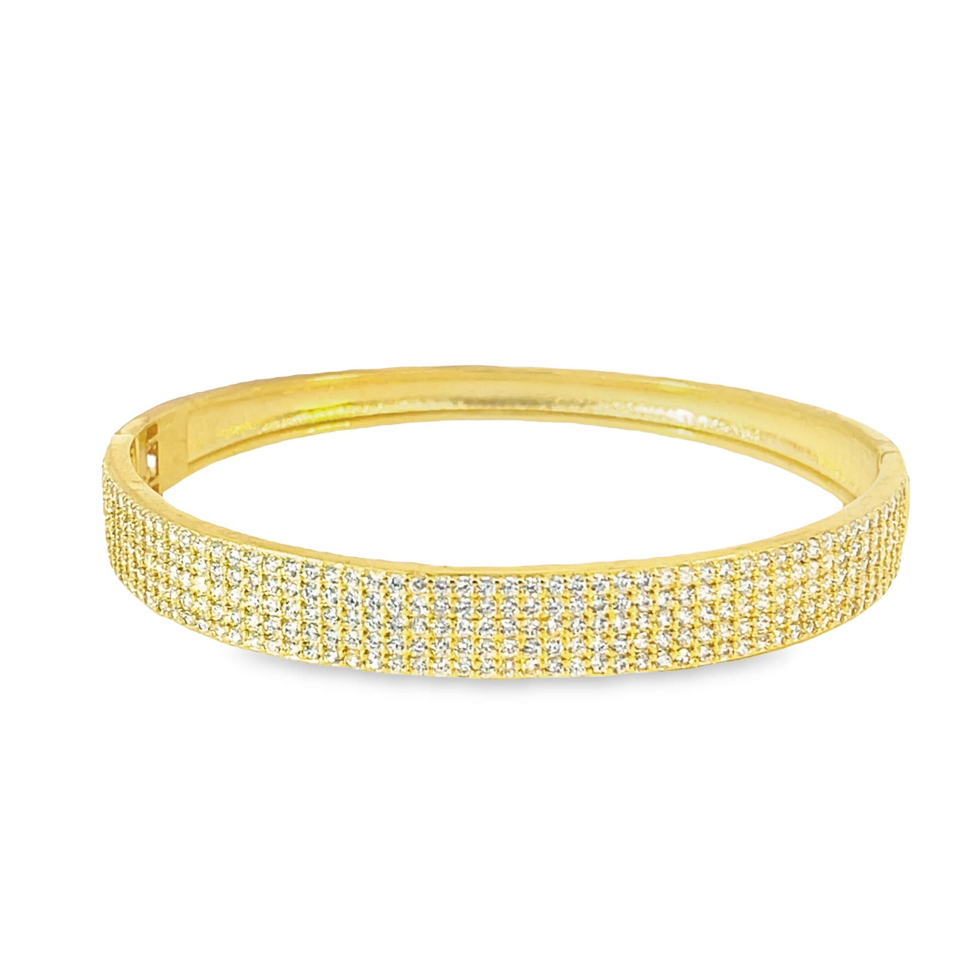 8mm Thick Half Layered CZ Bangle Bracelet (B84)-0