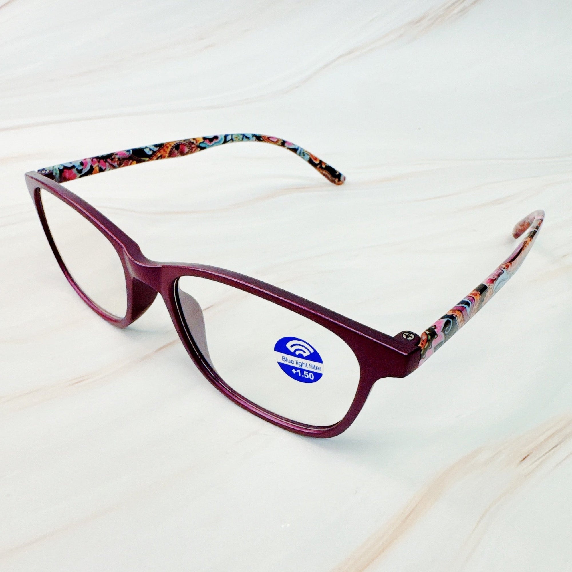 Paisley In Color Blue Light Reading Glasses-4
