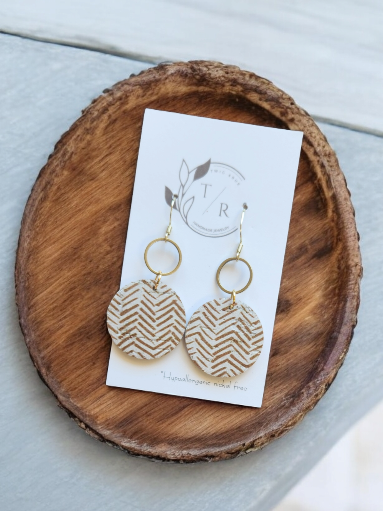 Daphne| Leather circle drop earring