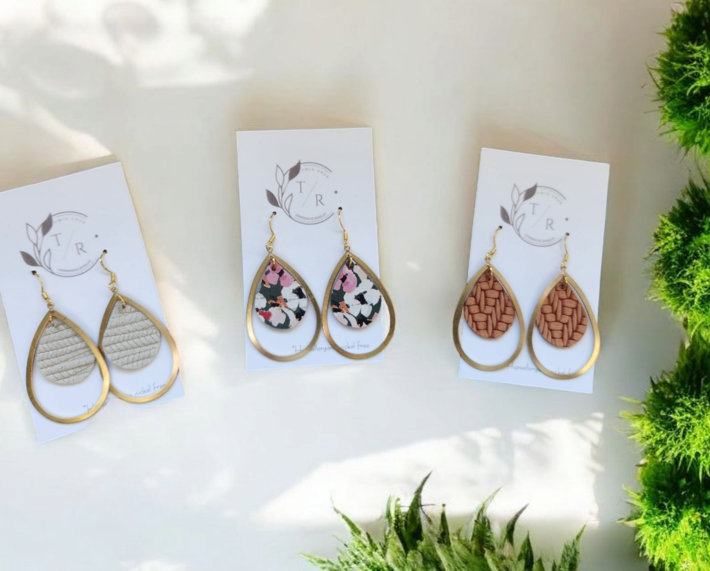 Delilah| Gold and leather teardrops