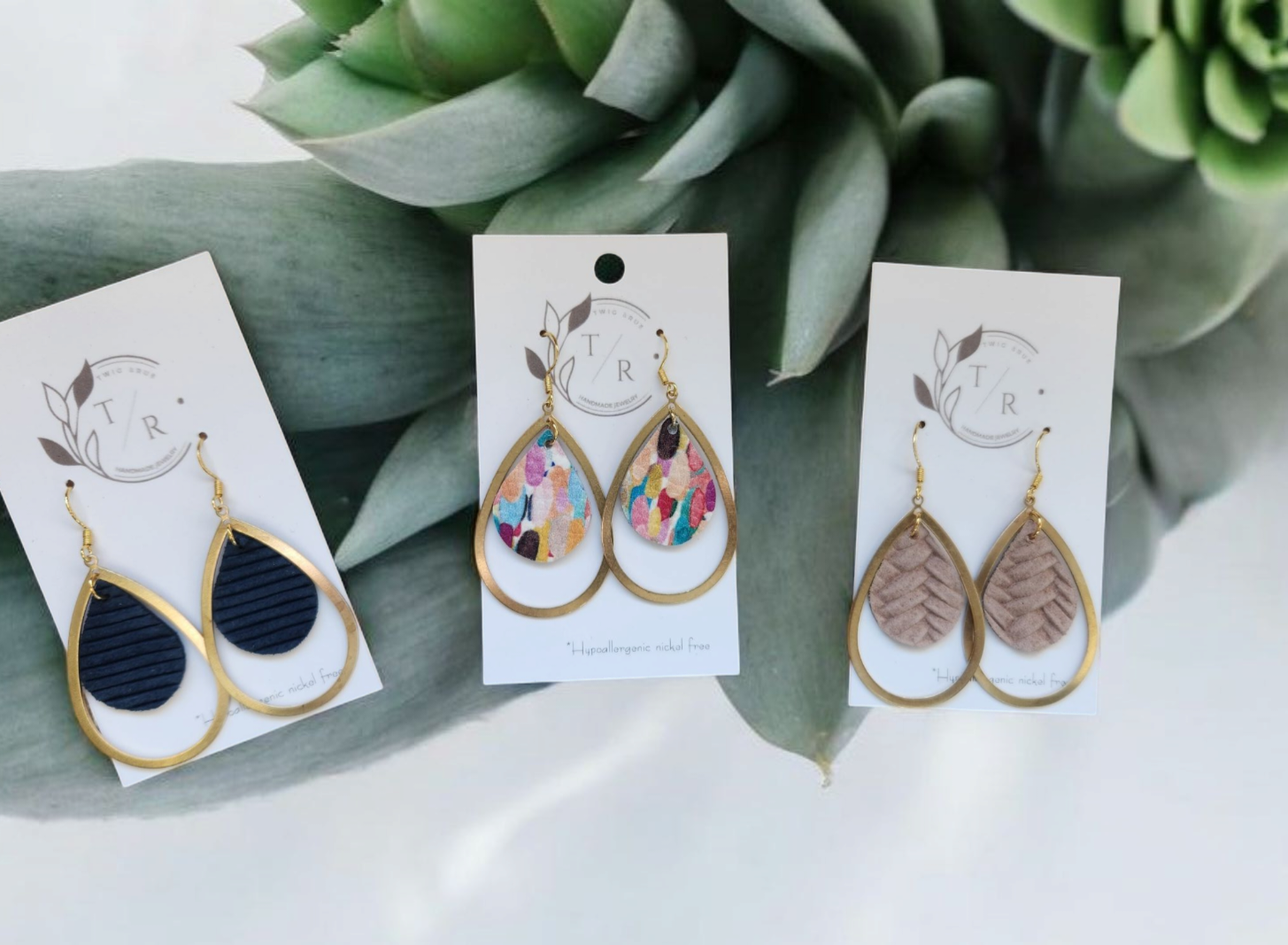 Delilah| Gold and leather teardrops