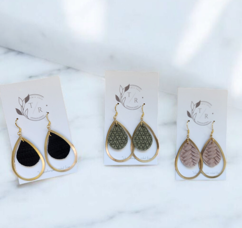Delilah| Gold and leather teardrops