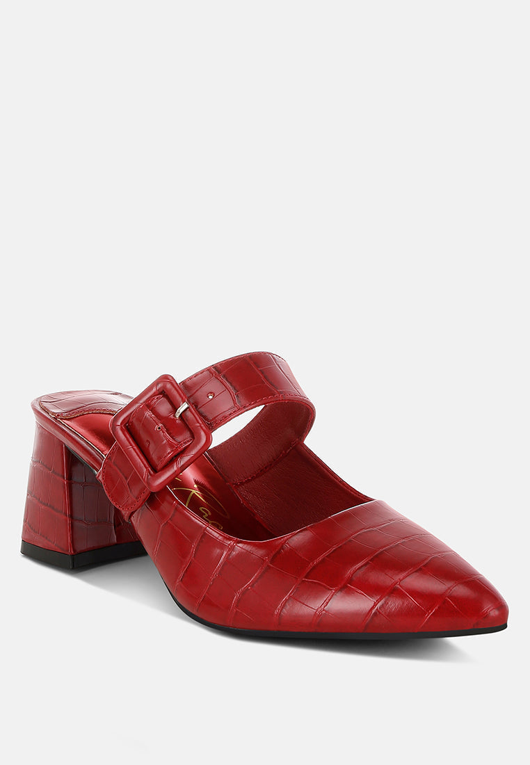 Pinacola Croco Buckle Strap Detail Mules-1