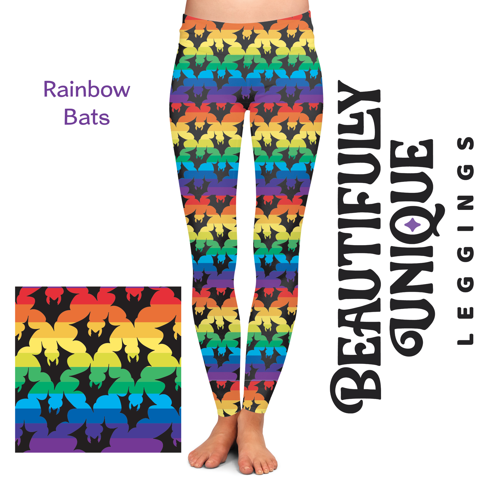 Rainbow Bats (Exclusive) - High-quality Handcrafted Vibrant Leggings