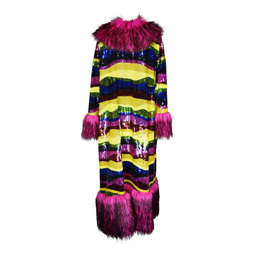 Penny Deluxe Rainbow Road Faux Fur Jacket