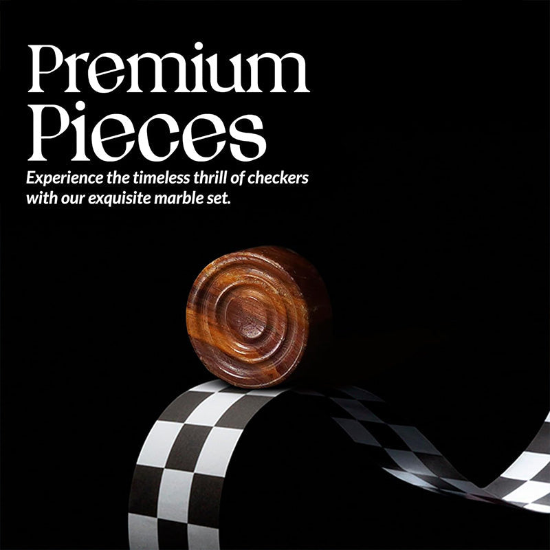 Red and Coral Natural Marble Checkers Pieces Set