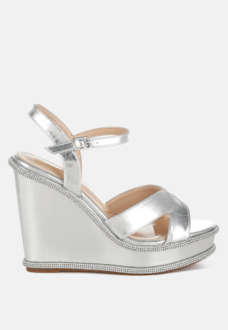 Regina Rhinestones Embellished Wedge Sandals-5