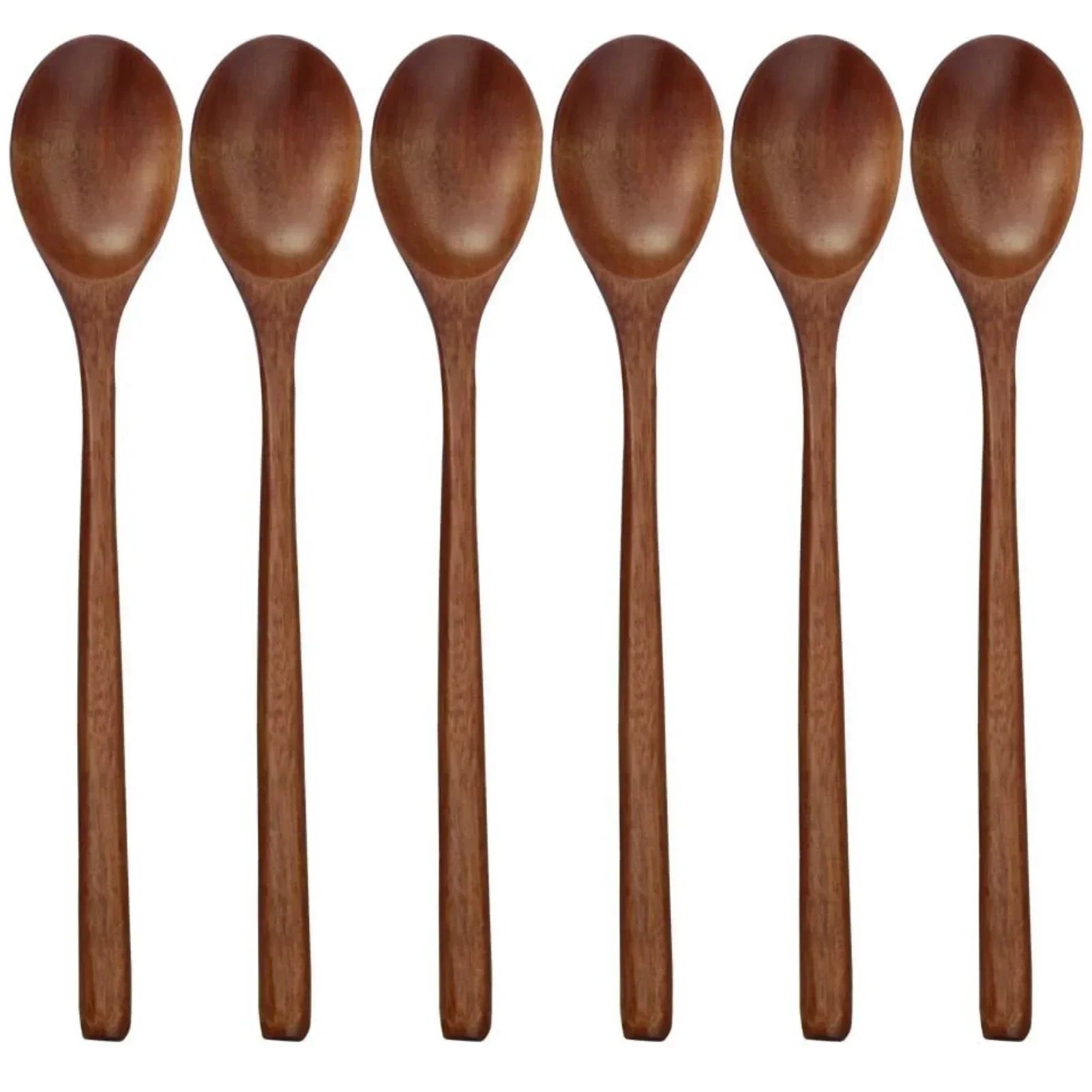 6-Piece Bamboo Wooden Spoon Set 9" Natural Wood Cooking & Mixing