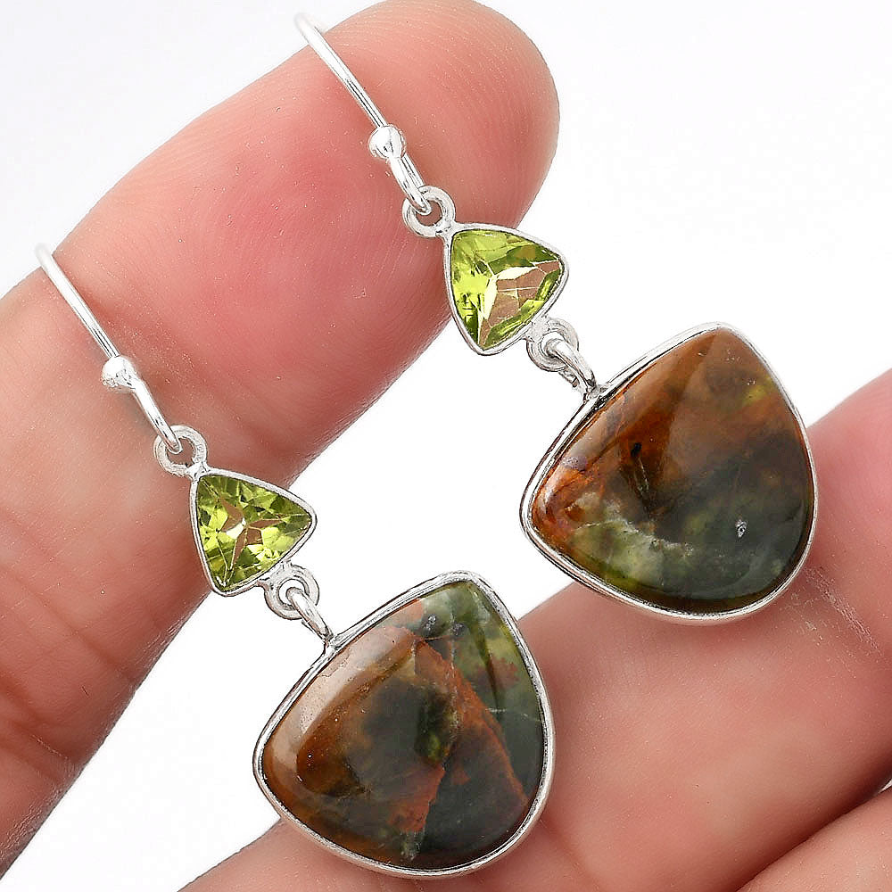 Turkish Rainforest Chrysocolla & Peridot Earrings E-1002 SDE53916-2