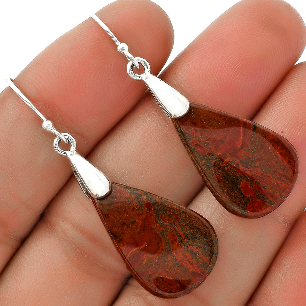 Natural Red Moss Agate Earrings E-1214 SDE66435-0