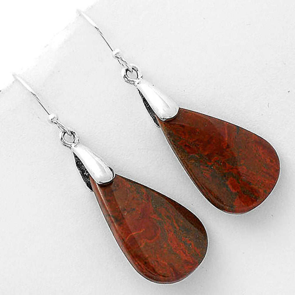 Natural Red Moss Agate Earrings E-1214 SDE66435-2