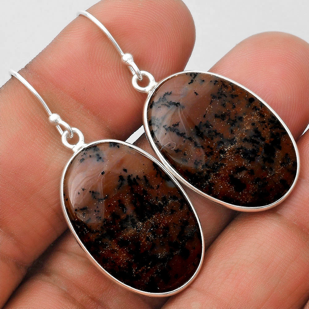 Natural Russian Honey Dendrite Opal Earrings E-1001 SDE70052-0