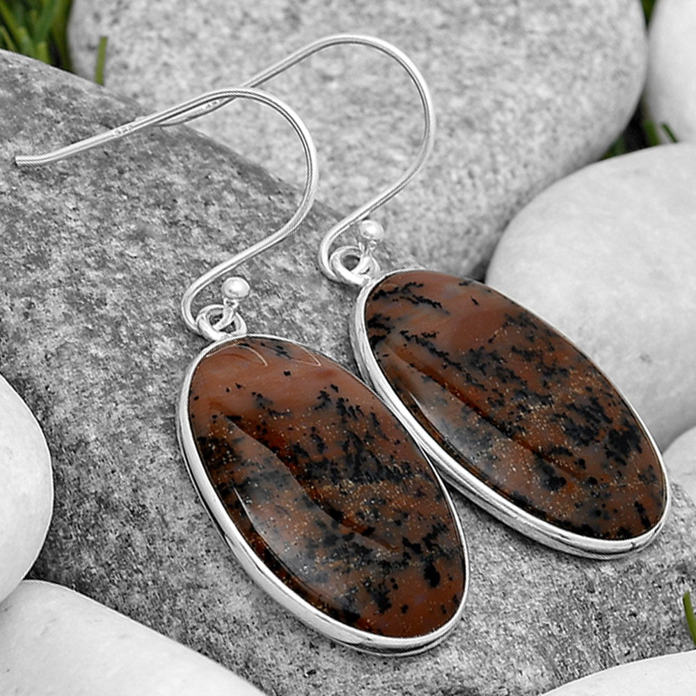 Natural Russian Honey Dendrite Opal Earrings E-1001 SDE70052-2