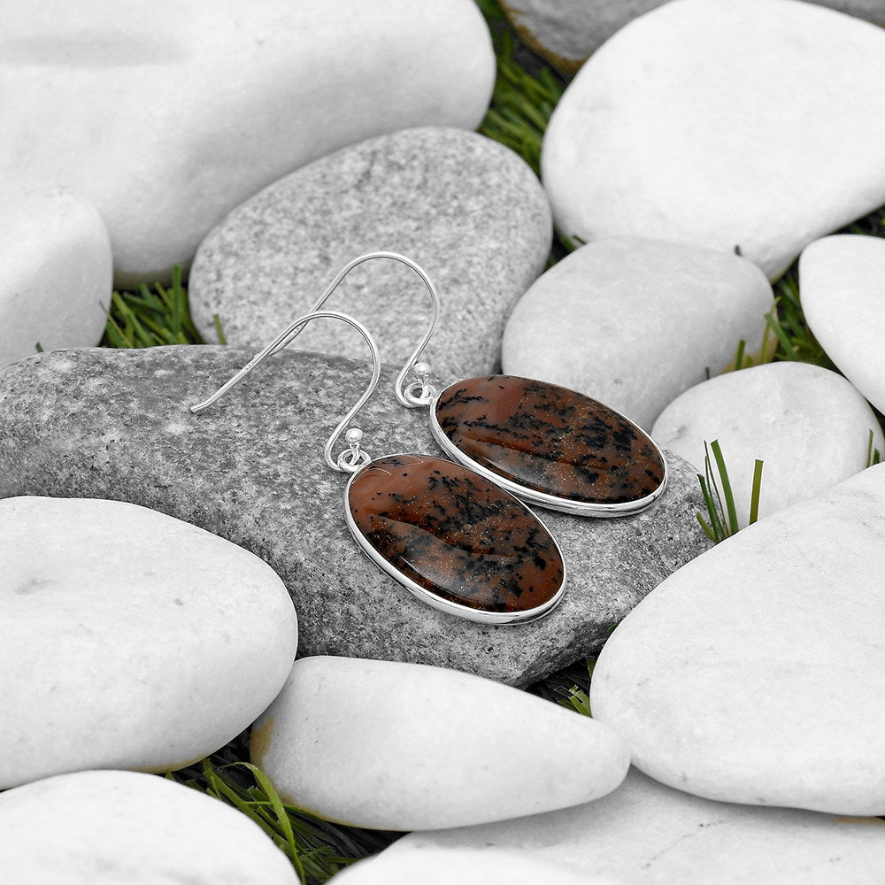 Natural Russian Honey Dendrite Opal Earrings E-1001 SDE70052-1