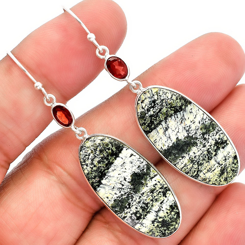 Natural Chrysotile & Garnet Earrings E-1002 SDE82174-0