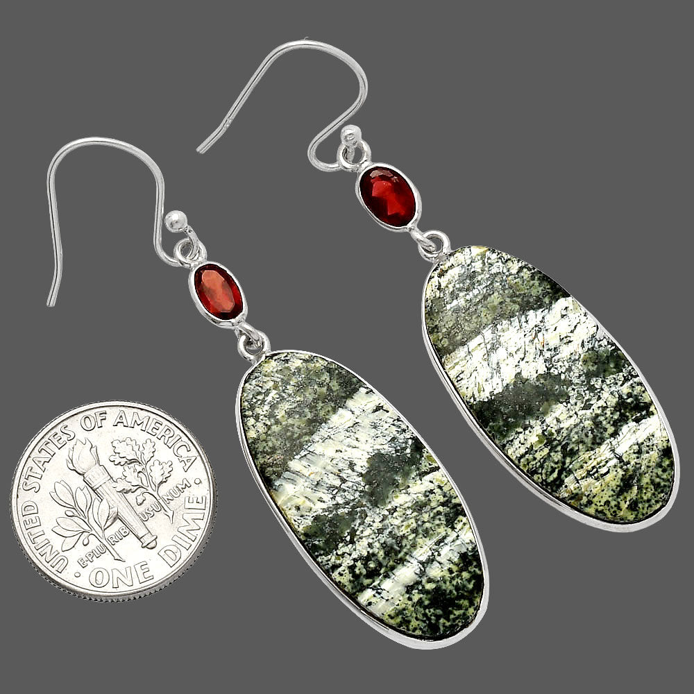 Natural Chrysotile & Garnet Earrings E-1002 SDE82174-2