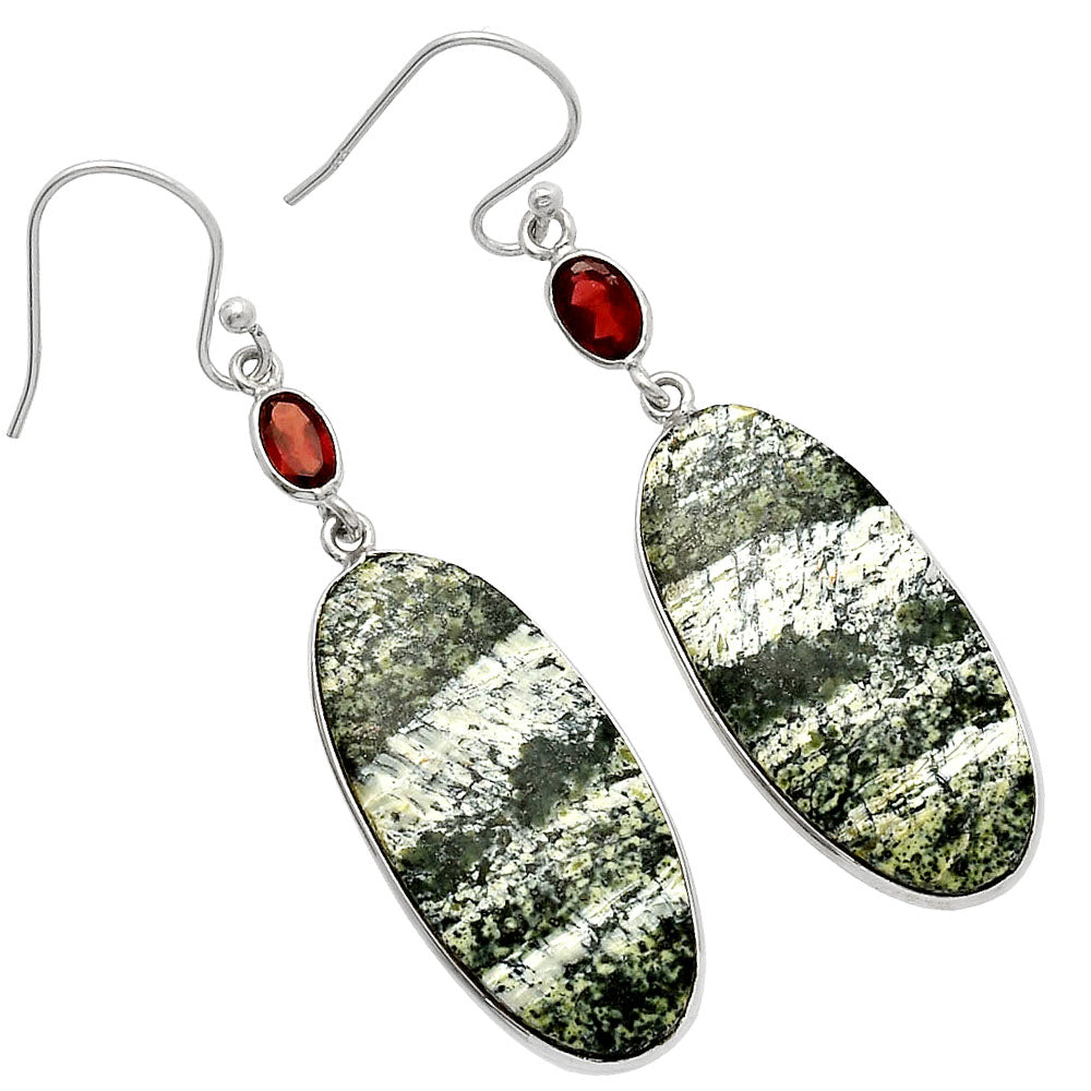 Natural Chrysotile & Garnet Earrings E-1002 SDE82174-1