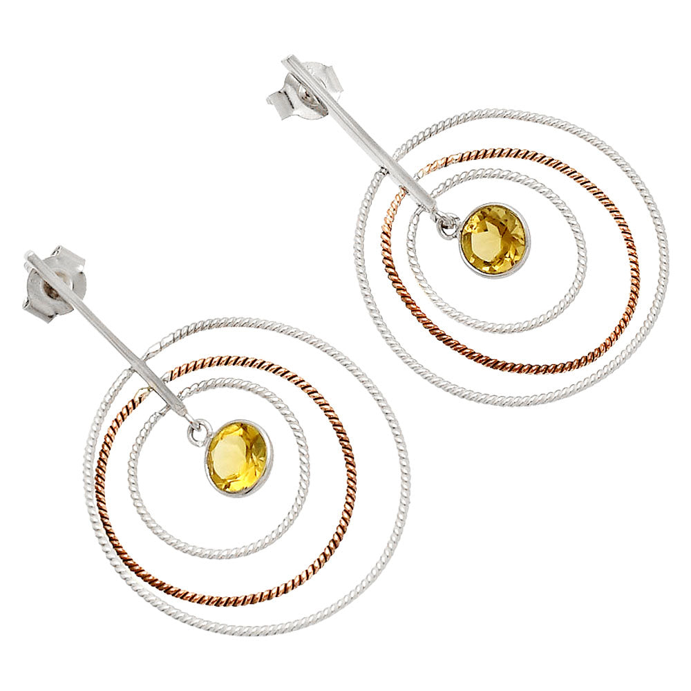 Two Tone Dangle - Natural Citrine Earrings E-1244 SDE83202-1