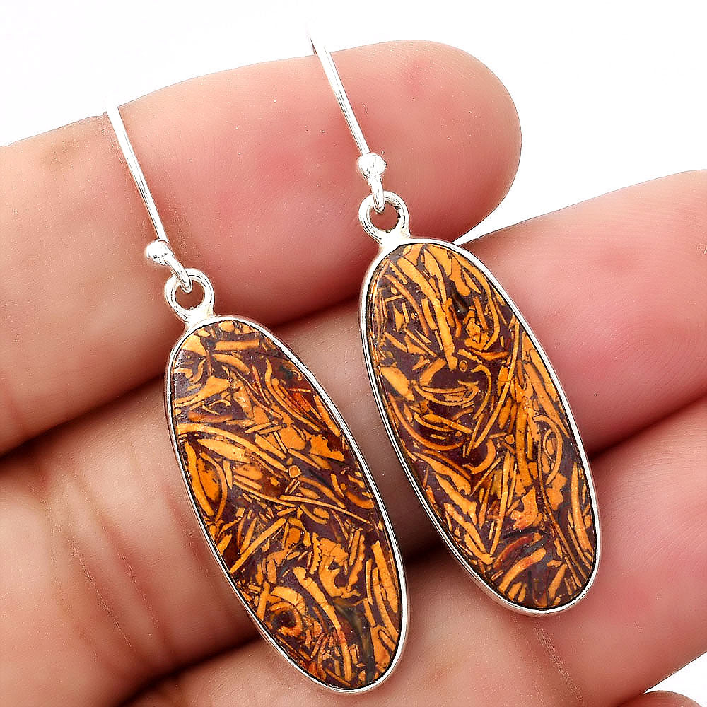 Natural Coquina Fossil Jasper India Earrings E-1001 SDE88222-0