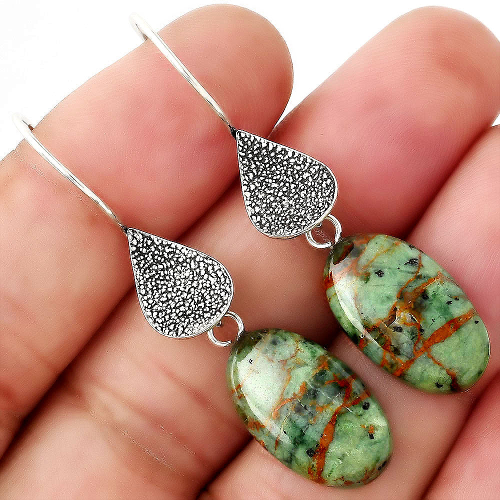 Natural Turkish Rainforest Chrysocolla Earrings E-1094 SDE88340-0