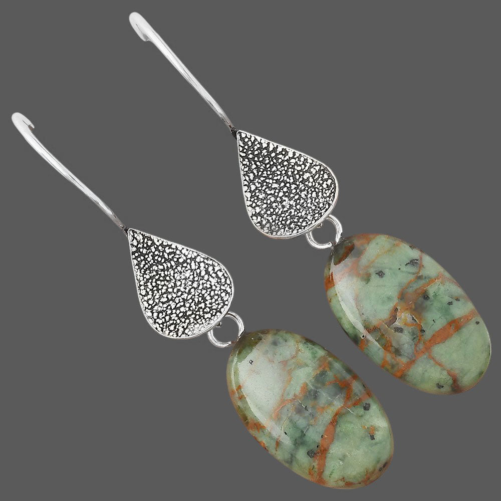 Natural Turkish Rainforest Chrysocolla Earrings E-1094 SDE88340-2