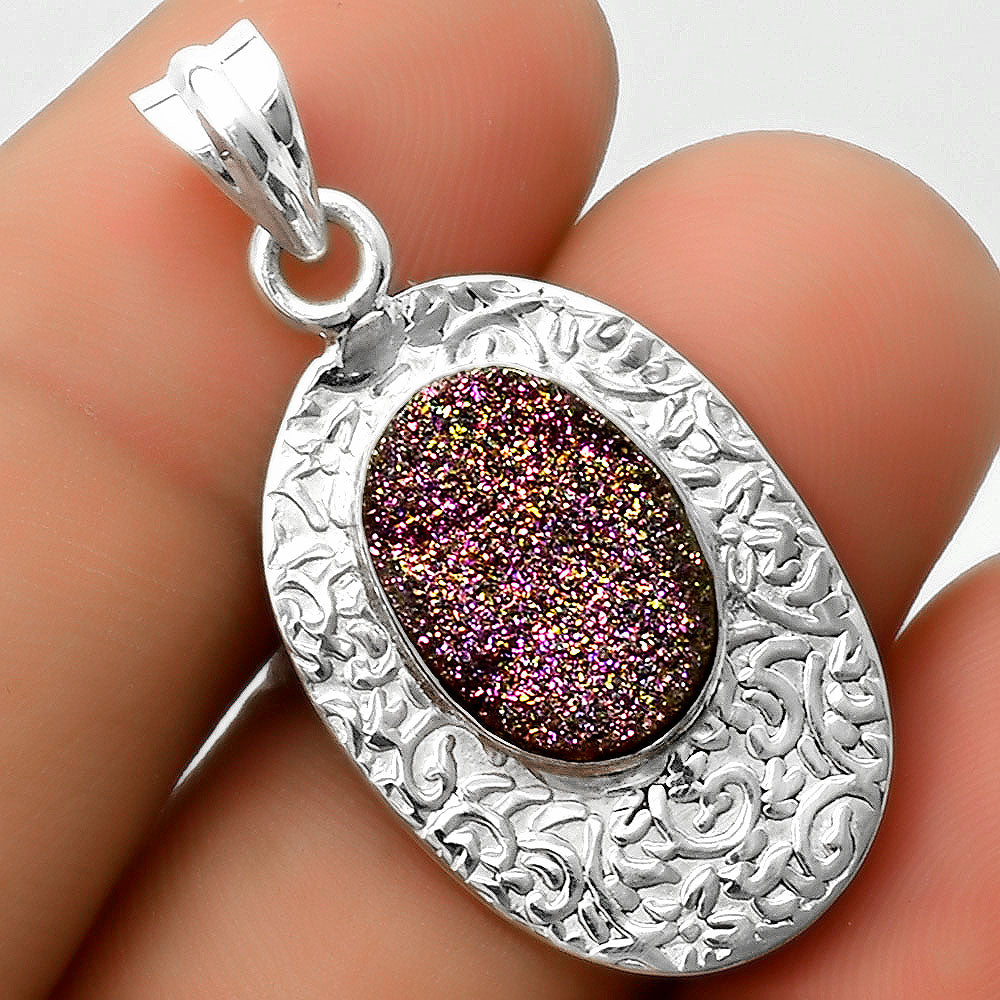 Natural Titanium Druzy Pendant P-1392 SDP112707-0