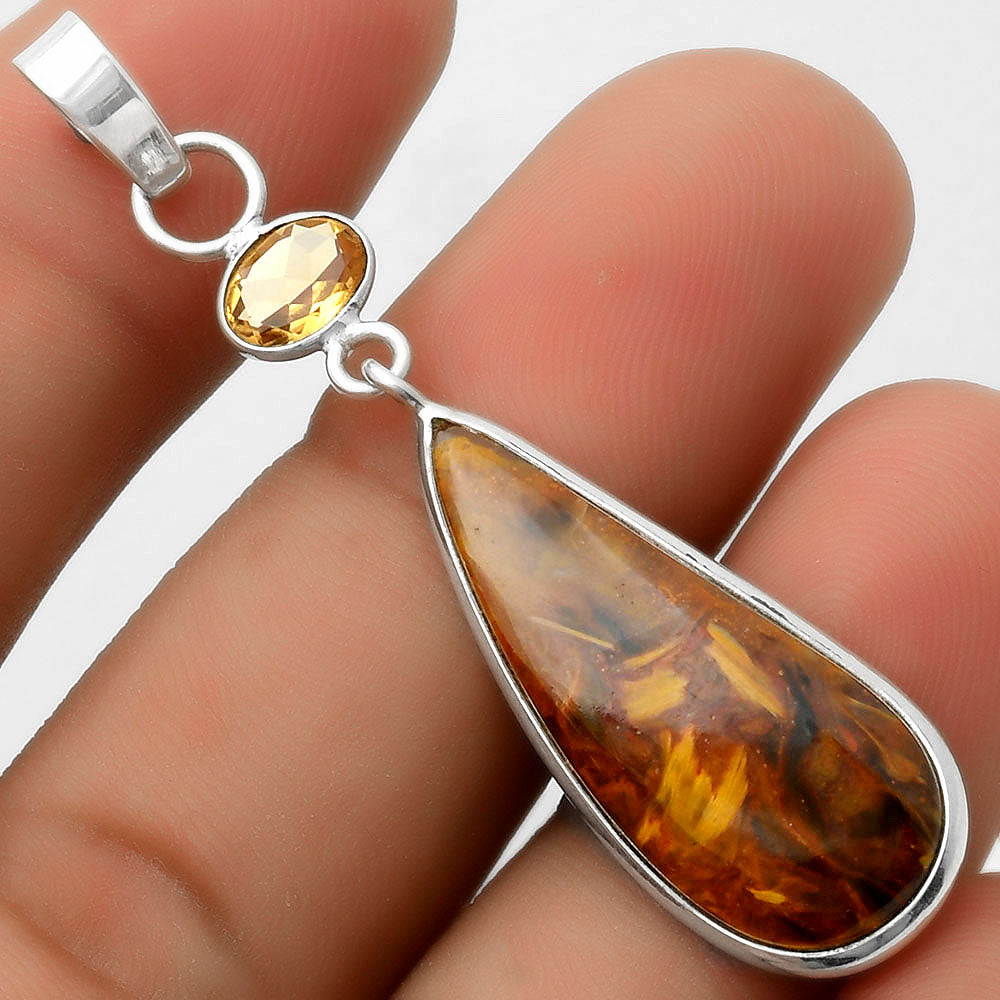 Natural Pietersite Namibia & Citrine Pendant P-1098 SDP115030-0