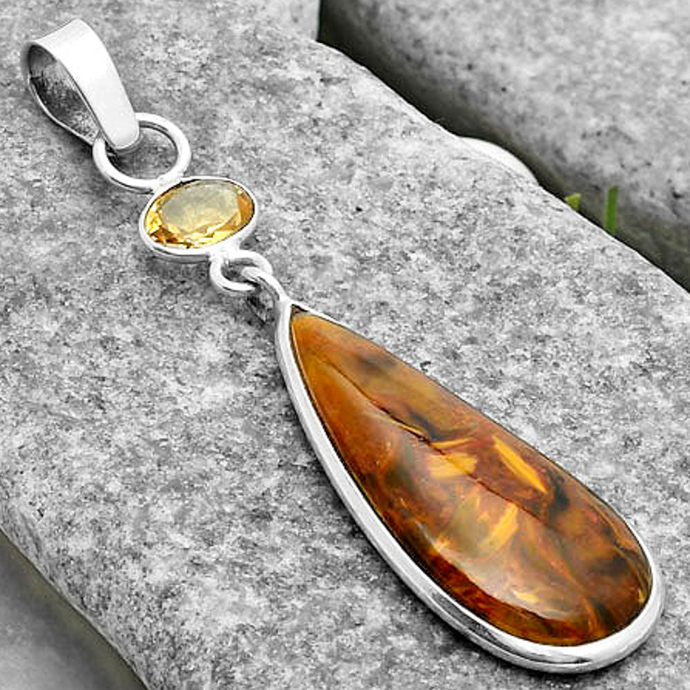 Natural Pietersite Namibia & Citrine Pendant P-1098 SDP115030-2