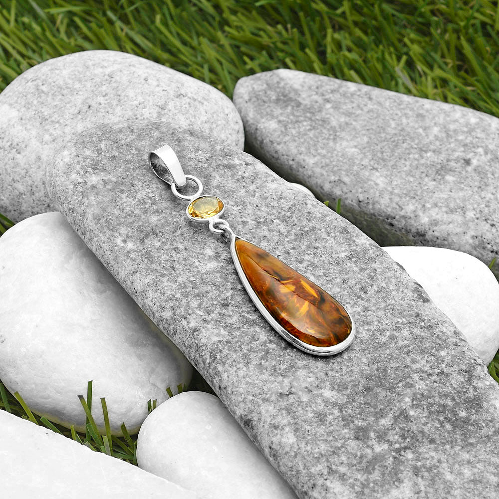 Natural Pietersite Namibia & Citrine Pendant P-1098 SDP115030-1