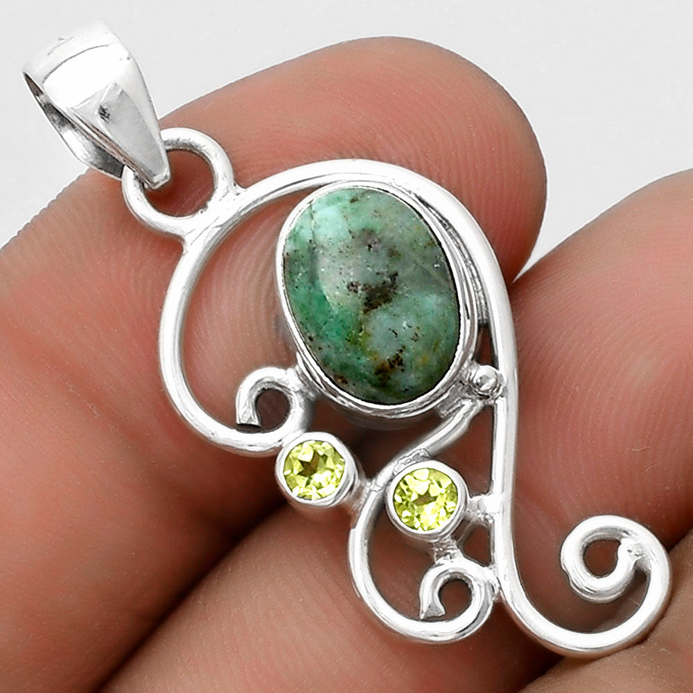 Natural Larsonite Jasper & Peridot Pendant P-1039 SDP120579-0