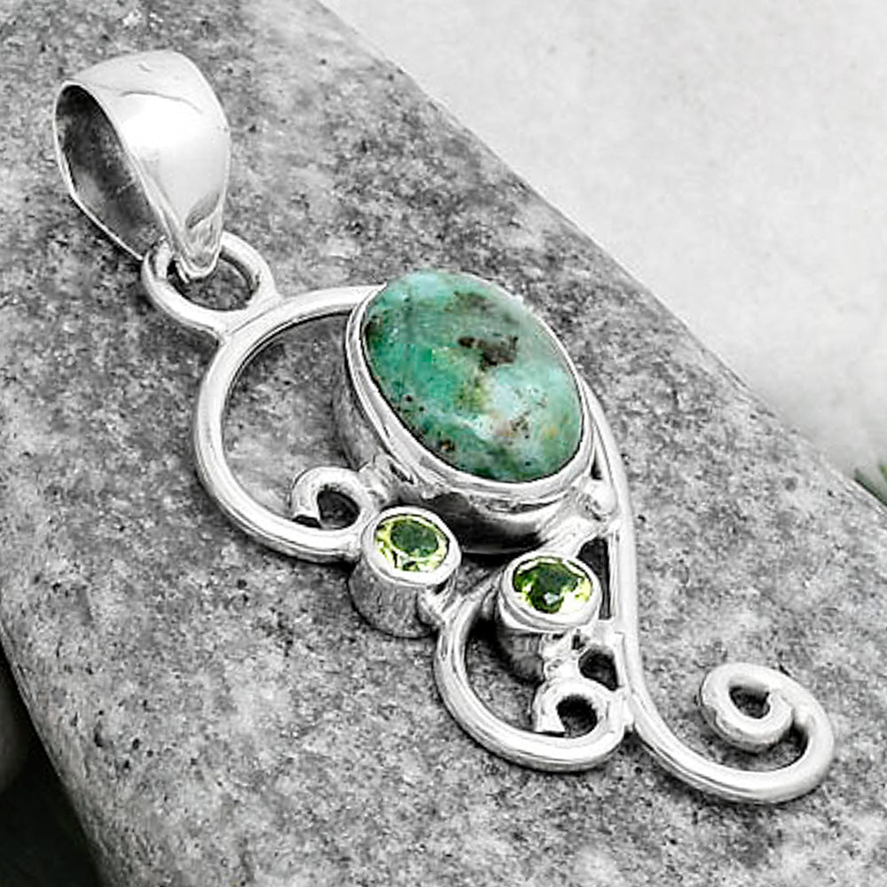 Natural Larsonite Jasper & Peridot Pendant P-1039 SDP120579-2