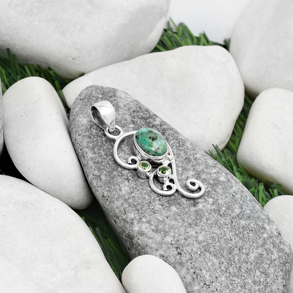 Natural Larsonite Jasper & Peridot Pendant P-1039 SDP120579-1
