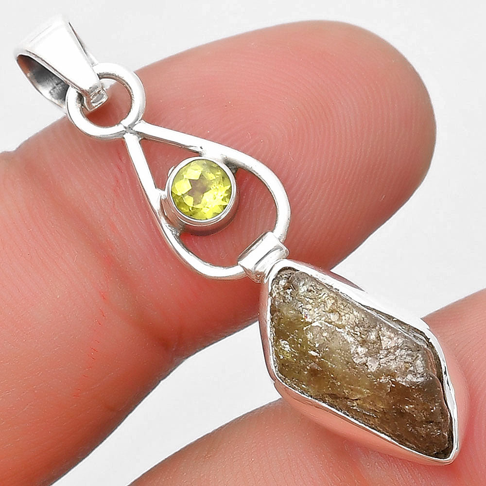 Rare Kornerupine Rough & Peridot Pendant P-1589 SDP129352-0
