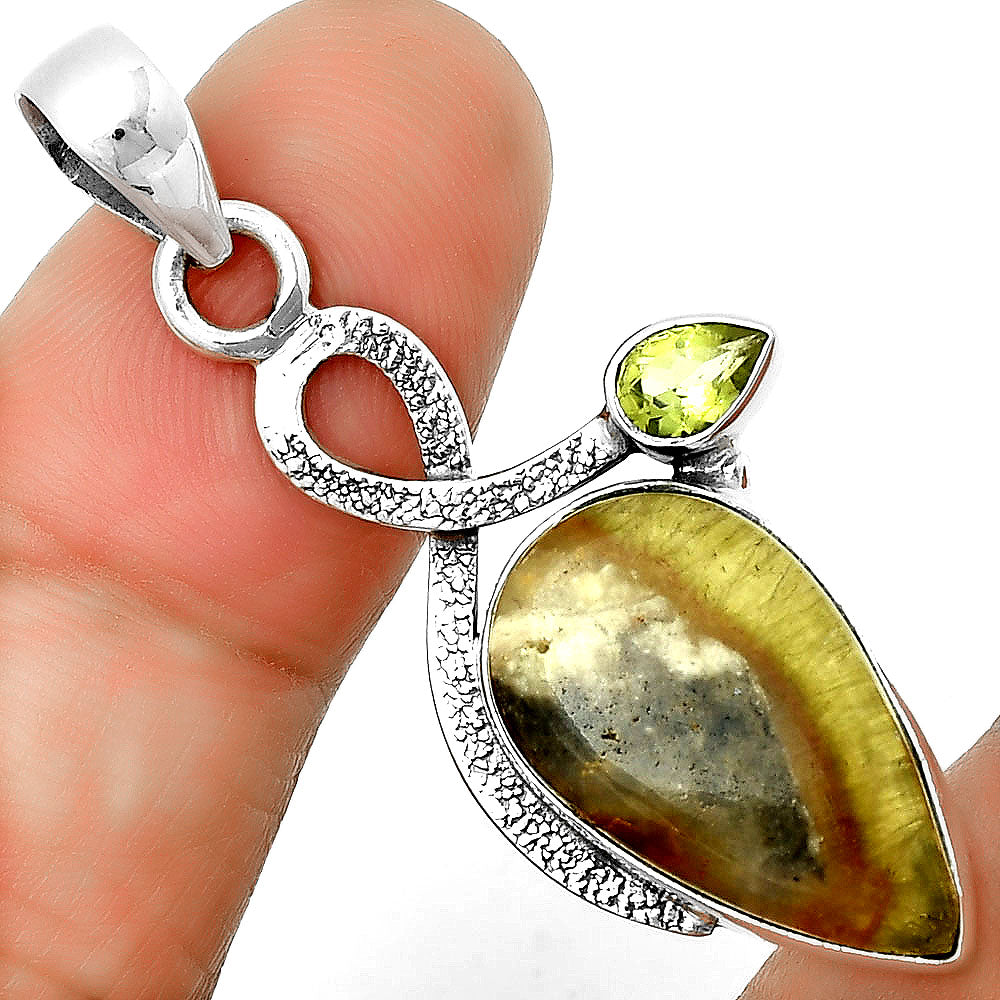 Natural Australian Prehnite & Peridot Pendant P-1111 SDP131999-0