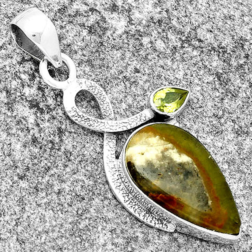 Natural Australian Prehnite & Peridot Pendant P-1111 SDP131999-2