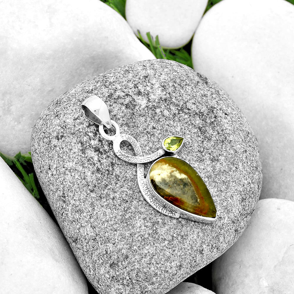 Natural Australian Prehnite & Peridot Pendant P-1111 SDP131999-1